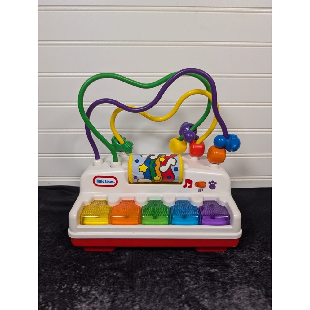 Vtg Little Tikes Melody Rainbow Musical Lights Up Toy Piano Bead Maze Working
